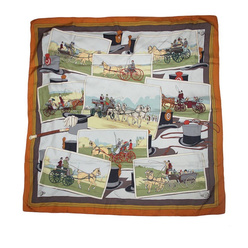 Hermes Paris Vtg Attelages Mail Coach Scarf 90cm